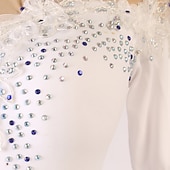 baratos vestido de competição-Patinação Artística Vestido Fru-Fru Cristal / Strass Mulheres Para Meninas Treino Espetáculo Meia Manga Alto Com Transparência Elastano