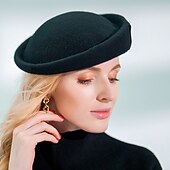 tanie czapki imprezowe-Czapki 100% wełna Beret Kapelusz bucket Specjalne okazje Impreza / Wieczór Kentucky Derby koktajl Królewski Astcot Moda Elegancja Z Kokarda Ćwiek Winieta Nakrycia Głowy