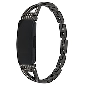 رخيصةأون سوار ساعة فيتبيت-حزام الساعة الذكية متوافق مع فيتبيت Fitbit Inspire Inspire 2 / Inspire HR / Inspire ستانلس ستيل حجر كريم ساعة ذكية حزام بلينغ الماس ترف سوار مجوهرات إستبدال معصمه
