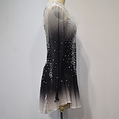 preiswerte Eiskunstlaufkleider-Eiskunstlaufkleid Damen Mädchen Eislaufen Kleider Austattungen Weiß Gelb Rosa Halo-Färbung Gitter Spandex Hochelastisch Wettbewerb Eiskunstlaufkleidung Kristalle Langarm Eislaufen Eiskundstlauf
