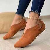 levne Dámské boty s plochou podrážkou-dámské béžové semišové ploché boty se špičatou špičkou s páskem na přezku - neformální nazouvací boty pro každodenní nošení