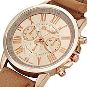 halpa Kvartsikellot-Geneve Naisten Kvartsikellot Ulkoilu Arkikello Rannekello Analoginen VEDENPITÄVÄ Nahkahihna Katsella