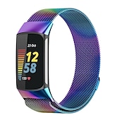 billiga Fitbit klockband-Smart Watch-band Kompatibel med Fitbit Charge 5 Rostfritt stål Smart klocka Rem Elastisk Magnetlås Milanesisk loop Ersättning Armband