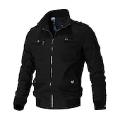 preiswerte Herrenjacken &amp; Herrenmäntel-Herren Bomberjacke Jacke Sport Jacke Outdoor Sport Windundurchlässig Warm Winter Einfarbig Militär Taktisch Ständer Standard Schwarz Armeegrün Rote Blau Khaki Jacken