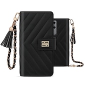 cheap iPhone Cases-Phone Case For iPhone 15 Pro Max Plus iPhone 14 13 12 Pro Max Plus Wallet Case Zipper with Wrist Strap Card Slot Genuine Leather
