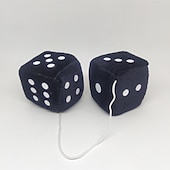 cheap Car Pendants &amp; Ornaments-1Pair Car Pendant Interior Hanging Rearview Mirrors Short Plush Fuzzy Dice 2.75inc Plush Car Decorative Hanging Mirror Fuzzy Dice Lucky Hanging Accessories