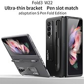 Χαμηλού Κόστους Samsung Θήκη-τηλέφωνο tok Για Samsung Galaxy Z Fold 3 Πίσω Κάλυμμα Προστατευτικό φακού κάμερας Σταντ ποδηλάτου με υποδοχή για στυλό Μονόχρωμο PC