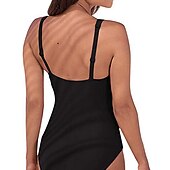 billiga One-piece-baddräkter-Dam Badkläder En bit Monokini Baddräkter Baddräkt Rynkad Magkontroll Smal Elegant Grundläggande Ensfärgat Slät Axelband Ärmlös Baddräkter