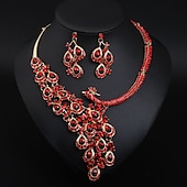 abordables Parures de Bijoux-ensembles de bijoux de mariée 1 ensemble cristal strass alliage 1 collier boucles d&#039;oreilles femmes déclaration coloré mignon fantaisie paon irrégulier ensemble de bijoux pour robe de mariée de fête