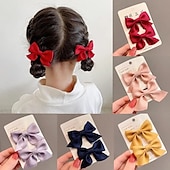 cheap Hair Clips-2 Pieces Toddler Girls&#039; Hair Accessories Active Sweet Solid Colored Bow Black Yellow