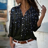 preiswerte Damen Kunst- und Design-Oberteile-Damenhemd Gelb Pink Blau Grafik Button Print Langarm Lässig Wochenende Streetwear Hemdkragen Reguläre S