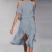 abordables Robes de Diplôme-Robe trapèze femme robe mi-longue blanc noir gris sans manches couleur pure fendu printemps été épaule froide personnalisé élégant élégant ample 2023 s m l xl xxl