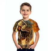 abordables Animales 3D para Niño-Niños Chico Camiseta Manga Corta Bleu Ciel Azul cielo Azul marinero Impresión 3D Dinosaurio Animal Escuela Diario Interior Básico Fresco 3-12 años / Verano