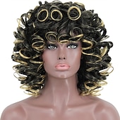 cheap Black &amp; African Wigs-Curly Wigs for Black Women 14&#039;&#039; Short Silver Grey Wavy Bob Hair Wig with Bangs Natural Heat Resistant Synthetic Wigs