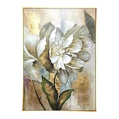 お買い得  花/植物画-油絵手作り手描き壁アートモダン抽象金の花ギフト家の装飾の装飾ロールキャンバスフレームなしストレッチなし