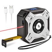 お買い得  物理的測定器-レーザー巻尺2-in-1レーザー巻尺131フィート多機能巻尺16フィート/ 5m、液晶デジタルディスプレイ付きナイロンコーティングテープ、磁気フック付きdiy測定面積/体積