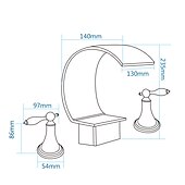 economico Multiforo-rubinetto del lavandino del bagno diffuso, due maniglie tre fori, rubinetti da bagno in bronzo lucidato a cascata in ottone