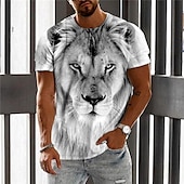 levne Trička se zvířecím vzorem-Pánské Unisex Lev Grafické tisky Tričko Krátký rukáv tričko 3D tisk Tričkový Košile Designové Na běžné nošení Velký a vysoký Denní Dovolená Šedá Léto Oblečení S M L XL XXL 3XL 4XL