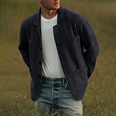 preiswerte Herrenjacken &amp; Herrenmäntel-Herren Leichte Jacke Sommerjacke Jacke Outdoor Strasse warm Atmungsaktiv Tasche Herbst Winter Feste Farbe Elegant Strassenmode Ständer Standard Regular Fit Dunkelgrau Blau Kamel Grau Jacken