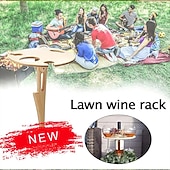 tanie Meble kempingowe-stolik na wino na zewnątrz, składany słupek na wino, stół piknikowy do wina na zewnątrz, przenośne kieliszki do wina i uchwyt na butelki, taca na przekąski i ser do biwakowania na podwórku, plaża, drewniany stojak na wino