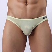 billiga Exotiska herrunderkläder-Herr 3-pack Sexiga trosor Kalsong Briefs Låg Midja Siden Nylon Solid färg Svart Vit