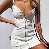 cheap Bodycon Club Dresses-Women&#039;s Mini Dress Sheath Dress Stylish Sexy Modern Outdoor Party Holiday Regular Fit Pure Color Sleeveless Spaghetti Strap Black White Red Blue Summer Spring