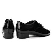 baratos Sapatos de Dança para Homem-sapatos de dança de salão masculinos em couro envernizado preto – design com cadarço e sola de camurça para um desempenho suave