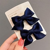 cheap Hair Clips-2 Pieces Toddler Girls&#039; Hair Accessories Active Sweet Solid Colored Bow Black Yellow