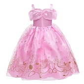 cheap Girl's Halloween Costumes-Book Week 2026 Girls' 3D Rose Solid Colored Dress Sleeveless Summer Fall Sports &amp; Outdoor Daily Princess Costume Kids 2-8 Years A Line Dress Tulle Dress Maxi Regular Fit