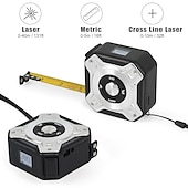 お買い得  物理的測定器-レーザー巻尺2-in-1レーザー巻尺131フィート多機能巻尺16フィート/ 5m、液晶デジタルディスプレイ付きナイロンコーティングテープ、磁気フック付きdiy測定面積/体積
