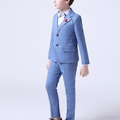 cheap Boy&#039;s Formal Suit-3 Pieces Ring Bearer Suit Boys Kids Suit Formal Suit Suit &amp; Blazer Formal Set Tank &amp; Pants Party Special Occasion Basic Gentle Plaid Black Light Blue Cotton
