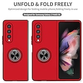 cheap Samsung Cases-Phone Case For Samsung Galaxy Z Fold 6 Z Fold 5 Z Fold 4 Z Fold 3 Z Fold 2 Z Fold Full Body Case Flip Ring Holder Dustproof Solid Colored TPU