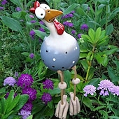 cheap Garden Sculptures&amp;Statues-Chicken Garden Decor Statues Sculptures Decoration Home Animal Funny Resin Figurines Garden Plug Pottery Figure Ornaments