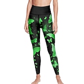 abordables Leggings y mallas de yoga-Mujer Pantalones de yoga Levantamiento de tope Control de barriga Alta cintura Entrenamiento de gimnasio Corriendo Aptitud física Calzas Cortas Mariposa Amarillo Rojo Azul Otoño Invierno Deportes