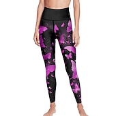 abordables Leggings y mallas de yoga-Mujer Pantalones de yoga Levantamiento de tope Control de barriga Alta cintura Entrenamiento de gimnasio Corriendo Aptitud física Calzas Cortas Mariposa Amarillo Rojo Azul Otoño Invierno Deportes