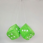 cheap Car Pendants &amp; Ornaments-1Pair Car Pendant Interior Hanging Rearview Mirrors Short Plush Fuzzy Dice 2.75inc Plush Car Decorative Hanging Mirror Fuzzy Dice Lucky Hanging Accessories