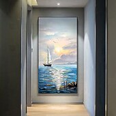 お買い得  風景画-油絵手作り手描き壁アート現代抽象風景大型家の装飾装飾ロールキャンバスフレームなしストレッチなし