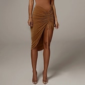 Недорогие Латинские юбки-Латино Юбки Чистый цвет Жен. Выступление На каждый день Завышенная талия Полиэстер