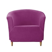 cheap Armchair Cover &amp; Armless Chair Cover-Velvet Club Chair Barrel Chair Slipcover Burgundy Stretch Armchair Covers 1-Piece Club Tub Chair Covers Sofa Cover Couch Furniture Protector Cover Plush Spandex Couch Covers for Living Room