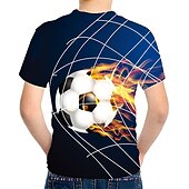 お買い得  男の子の3Dスポーツ＆ゲーム-男の子 3D カラーブロック サッカー Tシャツ 半袖 3Dプリント 夏 活発的 かわいいスタイル ストリートファッション ポリエステル レーヨン 子供 3〜12年 学校 アウトドア 日常
