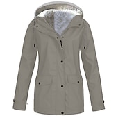 abordables ropa exterior activa para mujer-chaqueta de lluvia para mujer impermeable chaqueta de lana de senderismo invierno al aire libre cálido impermeable polar a prueba de viento con capucha parka prendas de vestir exteriores rompevientos gabardina superior con cremallera completa esquí pesca