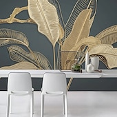 voordelige Behang-muurschildering behang muursticker bekleding print goud tropisch palmblad canvas home decor peel en stick verwijderbaar