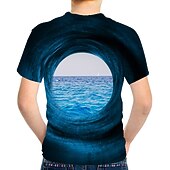 お買い得  男の子の3Dビジョンと幾何学-3Dプリント　面白いTシャツ　半袖  子供　男の子　キッズ　メンズ 3d柄　柔らかい 快適 吸汗速乾　おしゃれ　トップス　シャツ キッズファッション　個性的　プレゼント