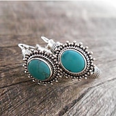 preiswerte Trendiger Schmuck-lange rui heißer verkauf an n mode retro türkis ohrringe boho stil ovale ohrringe