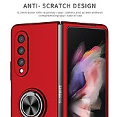 cheap Samsung Cases-Phone Case For Samsung Galaxy Z Fold 6 Z Fold 5 Z Fold 4 Z Fold 3 Z Fold 2 Z Fold Full Body Case Flip Ring Holder Dustproof Solid Colored TPU