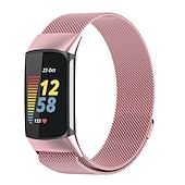 billiga Fitbit klockband-Smart Watch-band Kompatibel med Fitbit Charge 5 Rostfritt stål Smart klocka Rem Elastisk Magnetlås Milanesisk loop Ersättning Armband