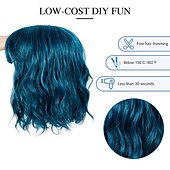 ieftine Peruci Sintetice Trendy-peruci albastre pentru femei perucă ondulată cu cap ondulat cu breton perucă mov cu gradient natural păr sintetic lungimea umărului perucă păr scurt creț 8 inch (aproximativ 20 cm) peruci pentru