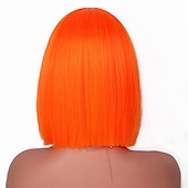 halpa Karnevaaliperuukit-oranssit peruukit naisille lyhyet oranssit bob-peruukit naisille synteettiset keskijakoiset lämmönkestävät cosplay custume treffit juhliin bob peruukki (12 tuumaa)