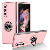 cheap Samsung Cases-Phone Case For Samsung Galaxy Z Fold 6 Z Fold 5 Z Fold 4 Z Fold 3 Z Fold 2 Z Fold Full Body Case Flip Ring Holder Dustproof Solid Colored TPU