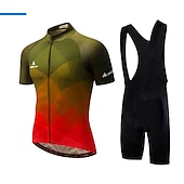 preiswerte Herrenbekleidungs-Sets-Miloto Herren Radtrikot mit Radhose kurz Trägern fahrradbekleidung set Kurzarm MTB Mountain Rennrad Weiß Schwarz Grün Farbverlauf Schottenstoff Kariert Fahhrad Sportkleidung 3D-Pad Atmungsaktiv